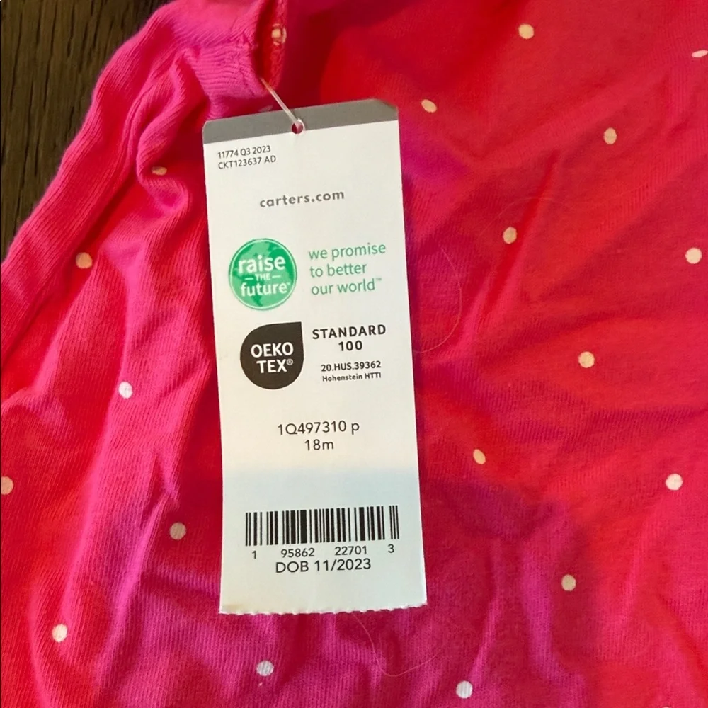 Carter's Summer Rompers with White Dots - Picture 4 of 4